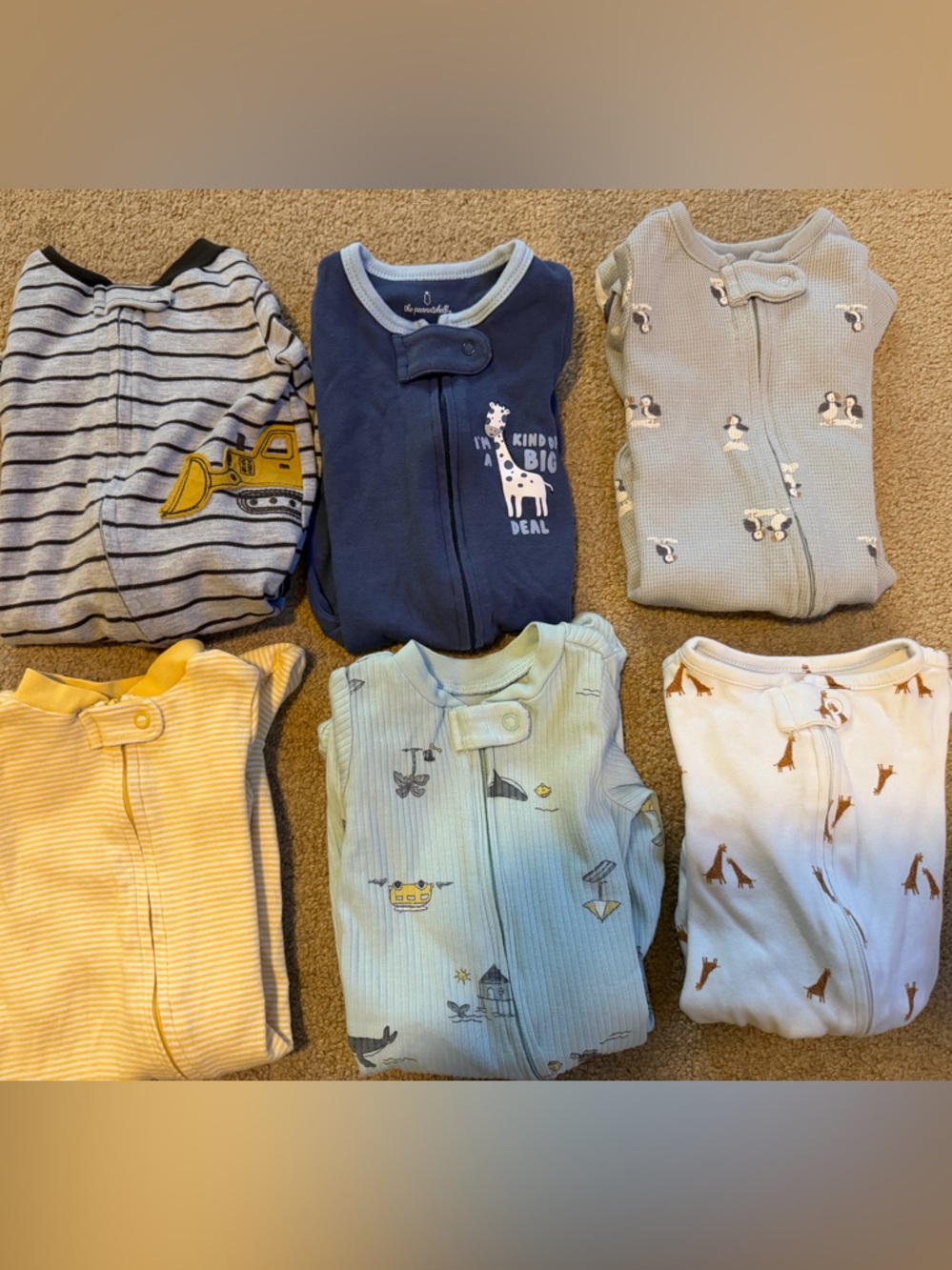 Carter's Baby Footie Sleepers - Navy, Gray, Yellow, Light Blue, Cream, White